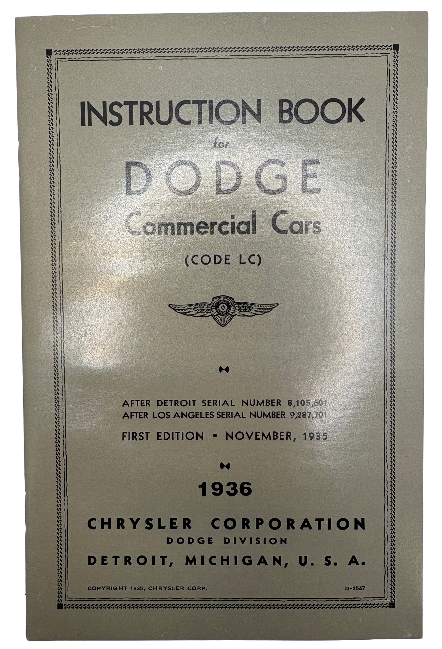Owners Manual 1936 Dodge Truck