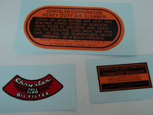 Engine Decal Set All Flathead Engines 1933-1960 Chrysler Dodge De Soto Plymouth Dodge Truck Plymouth Truck Fargo Truck