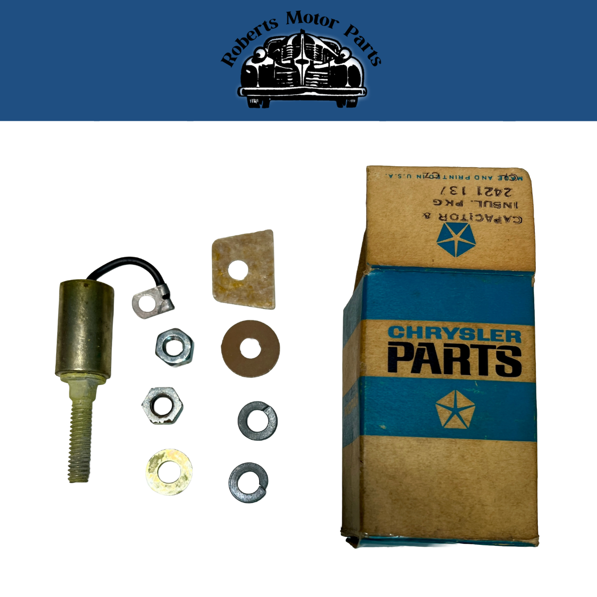 New Old Stock Alternator Capacitor & Insulator For 1960-1971 Mopar #2421137