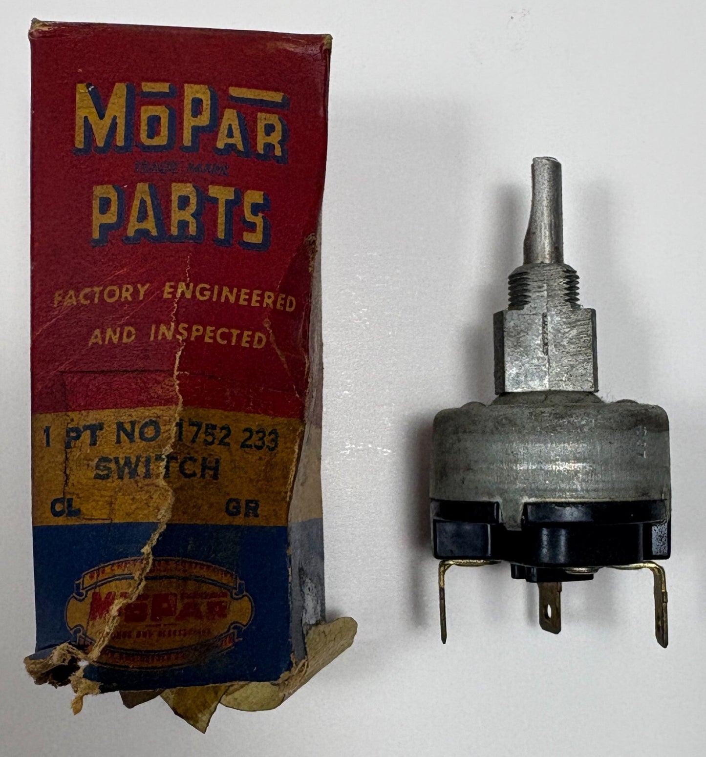New Old Stock Wiper Switch 1957-58 Plymouth Single Speed Models Mopar #1752233