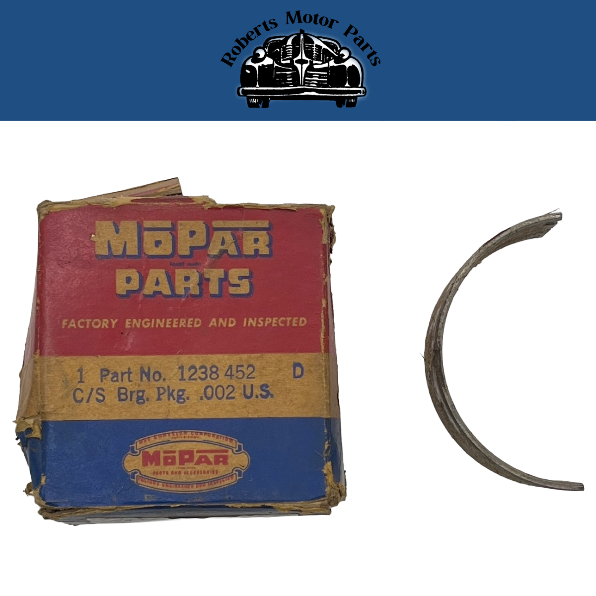 New Old Stock Main Bearing .002 Undersized 1937-54 Chrysler DeSoto 6 Cl #1238452