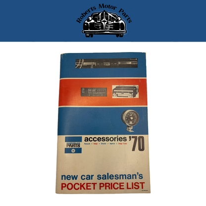 1970 Chrysler Plymouth Dodge Accessories Salesman Pocket Price List 81-670-0371