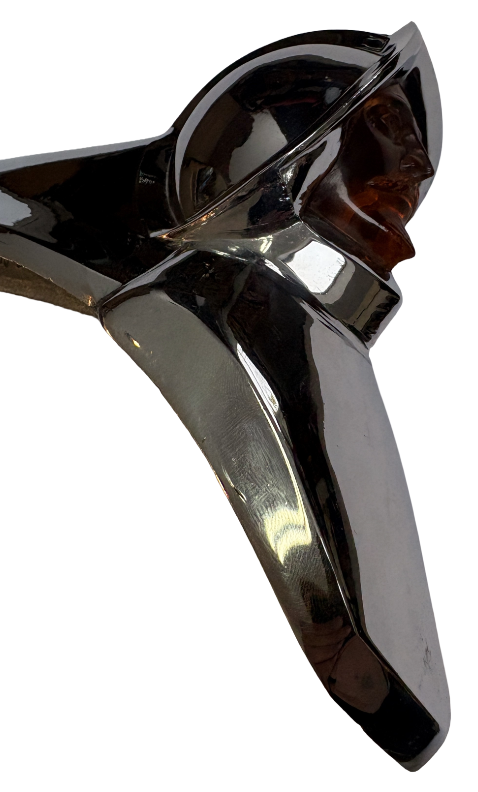 New Old Stock Chrome Hood Ornament w/Amber Face For 1949-50 DeSoto #1335605