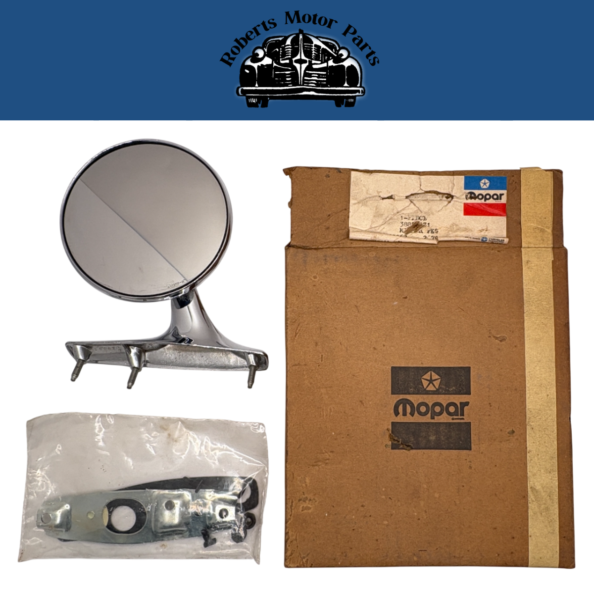 New Old Stock LH Door Mirror For 76-89 Dodge Plymouth Models Mopar #3796633