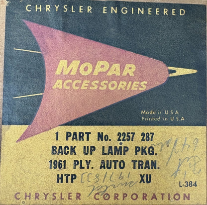 New Old Stock Back Up Lamp Light Package for 1961 Plymouth Models Mopar #2257287