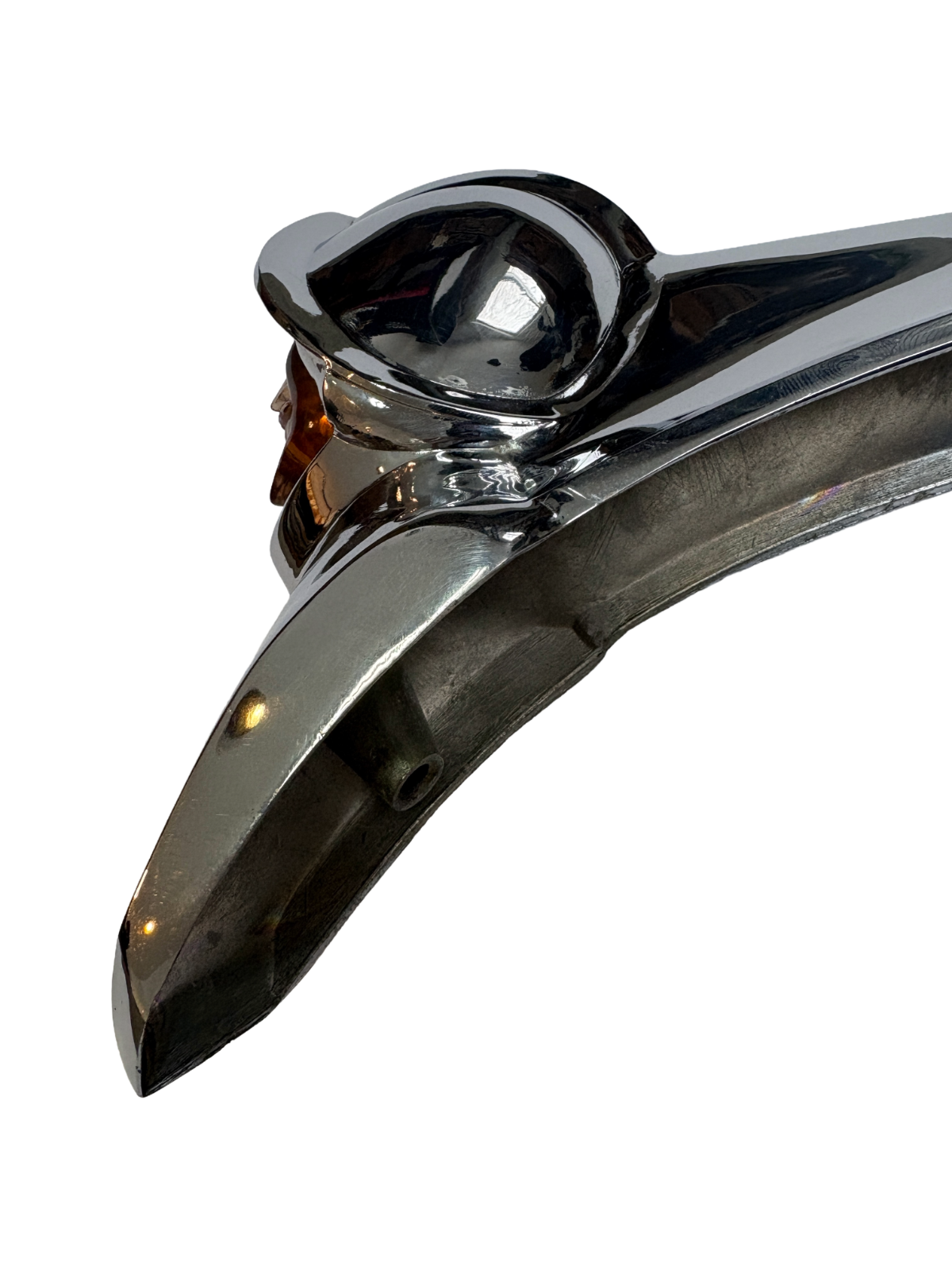 New Old Stock Chrome Hood Ornament w/Amber Face For 1949-50 DeSoto #1335605