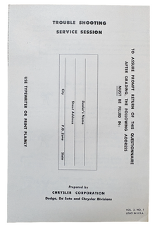 Original Ross Roy Body Fitting Facts Questionnaire 1950 Vol 3 No 1
