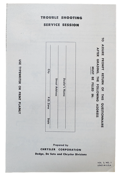 Original Ross Roy Body Fitting Facts Questionnaire 1950 Vol 3 No 1