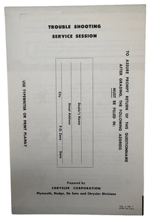 Original Ross Roy Transmission Questionnaire 1949 Vol 2 No 7