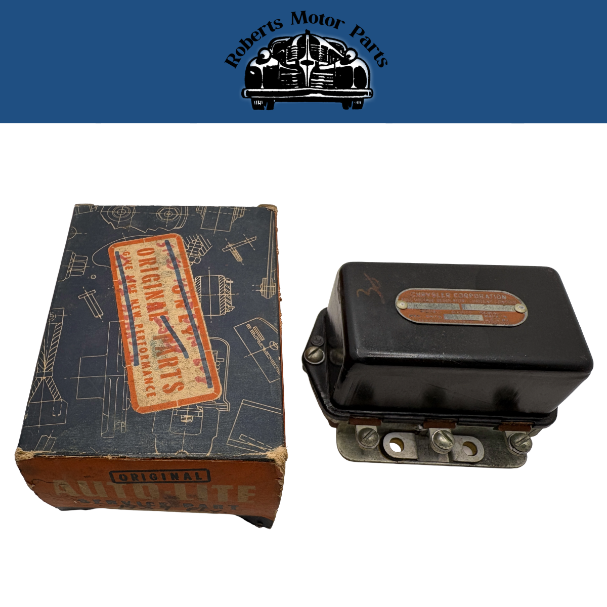 New Old Stock Auto-Lite Voltage Regulator For 1939 Plymouth 6V 30A VRP-4001-D