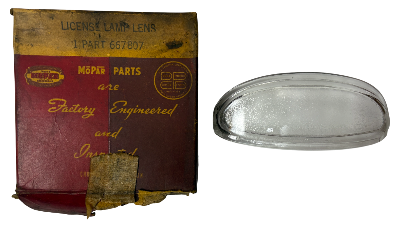 New Old Stock License Lens for 1937-38 Plymouth Models Mopar #667807