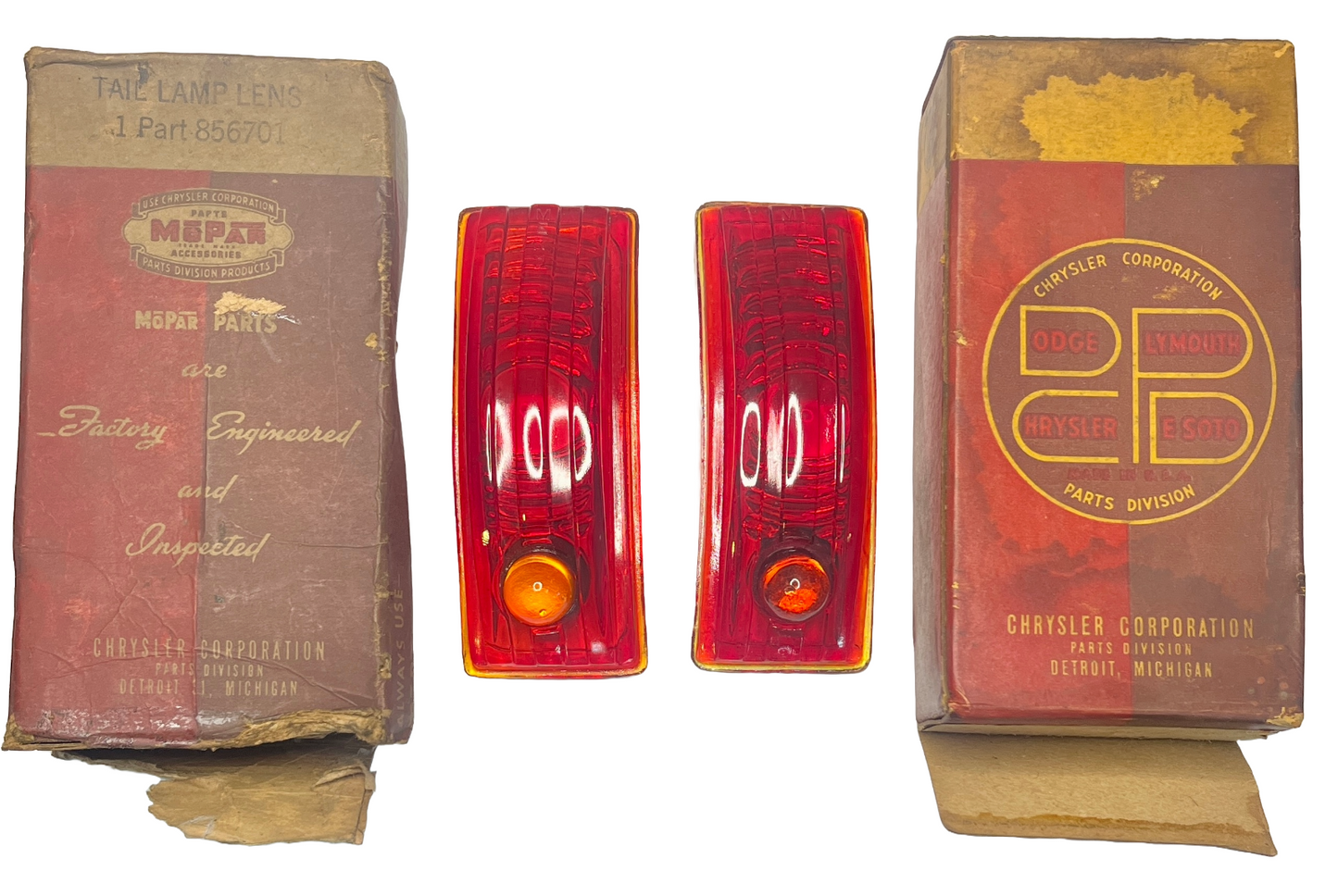 New Old Stock Tail Light Lenses For 1940 DeSoto Sedan Models #856701 & 856702