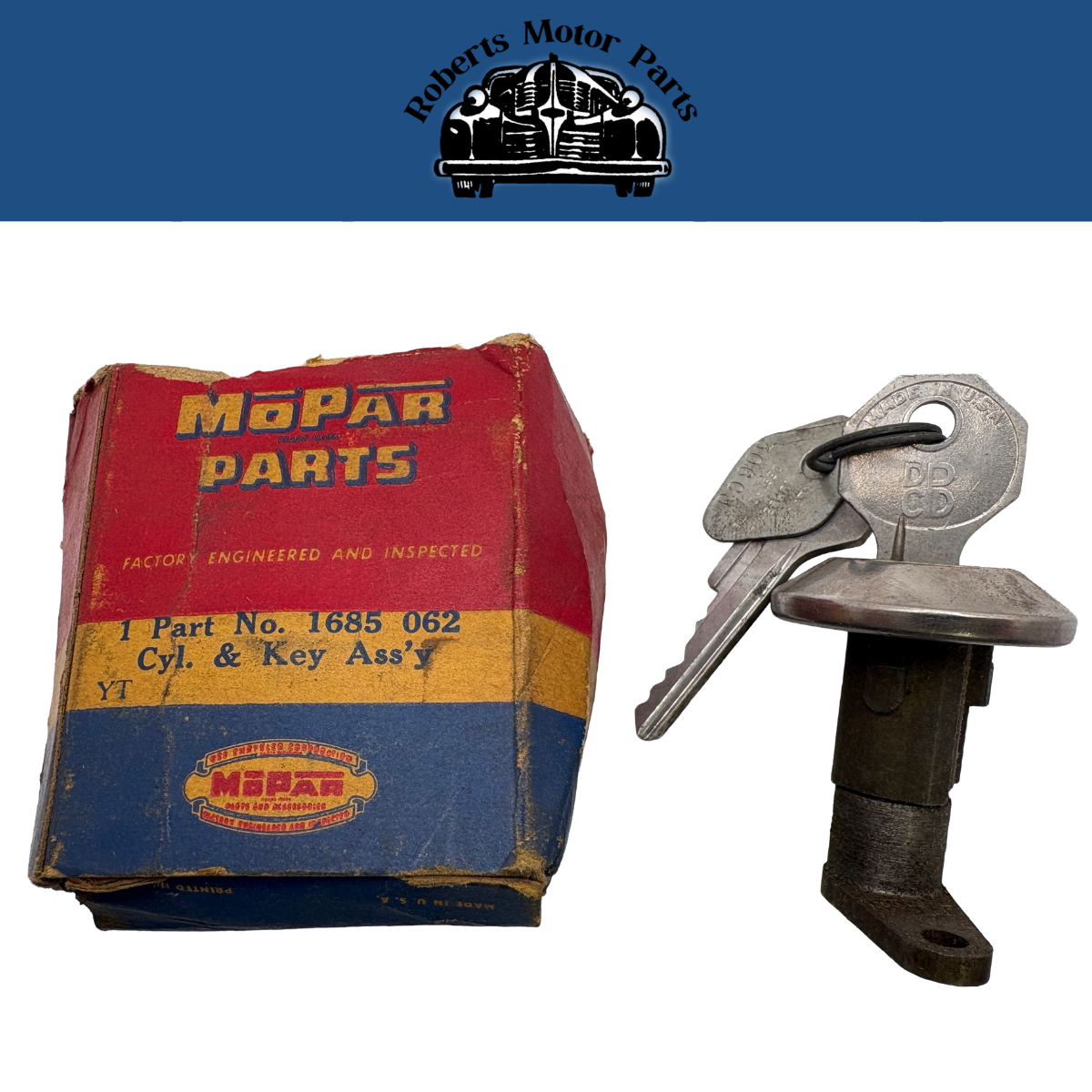 New Old Stock Right Door Lock Cylinder & Keys 1956 Mopar Special 4-Door #1685062
