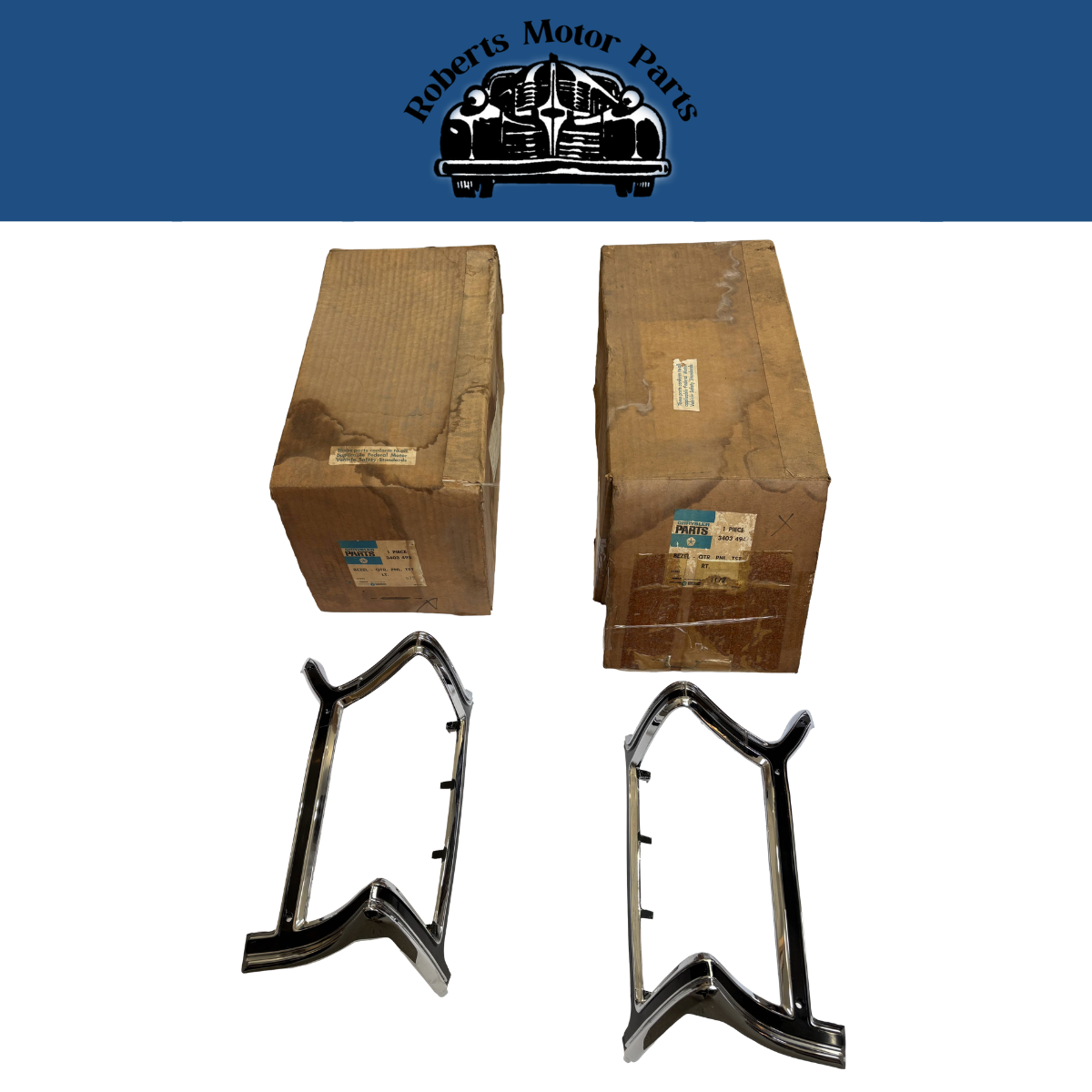 NOS Quarter Panel Tail Light Bezel Pair 1970-71 Chrysler T&C #3403494 & #3403495