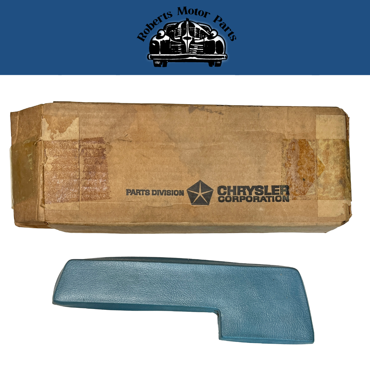 New Old Stock Front Right Blue Arm Rest Pad for 1965 B-Body 4-Doors #1216AB4