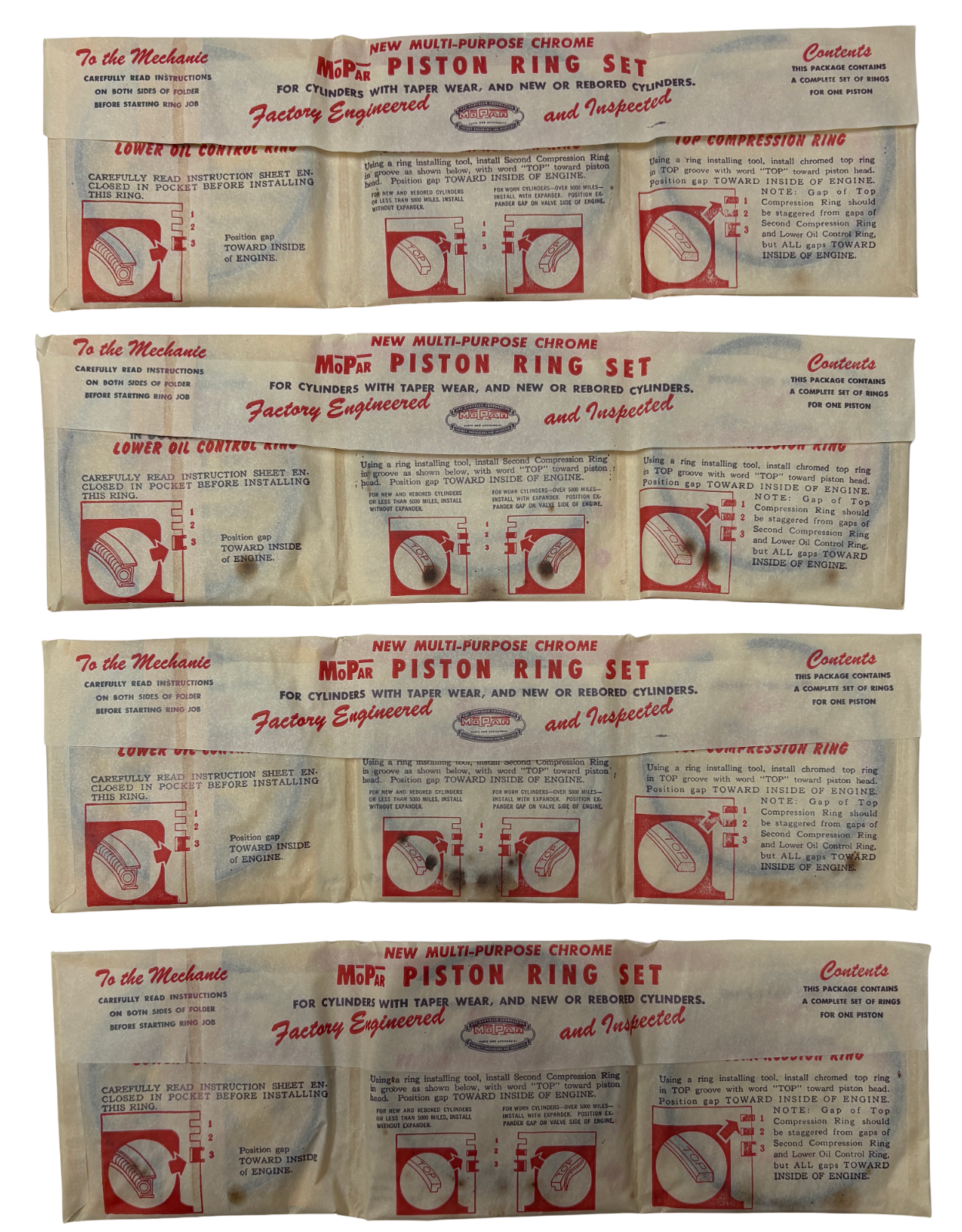 New Old Stock Piston Rings for 1952-56 Dodge/DeSoto/Plymouth 8 Cyl #1653383