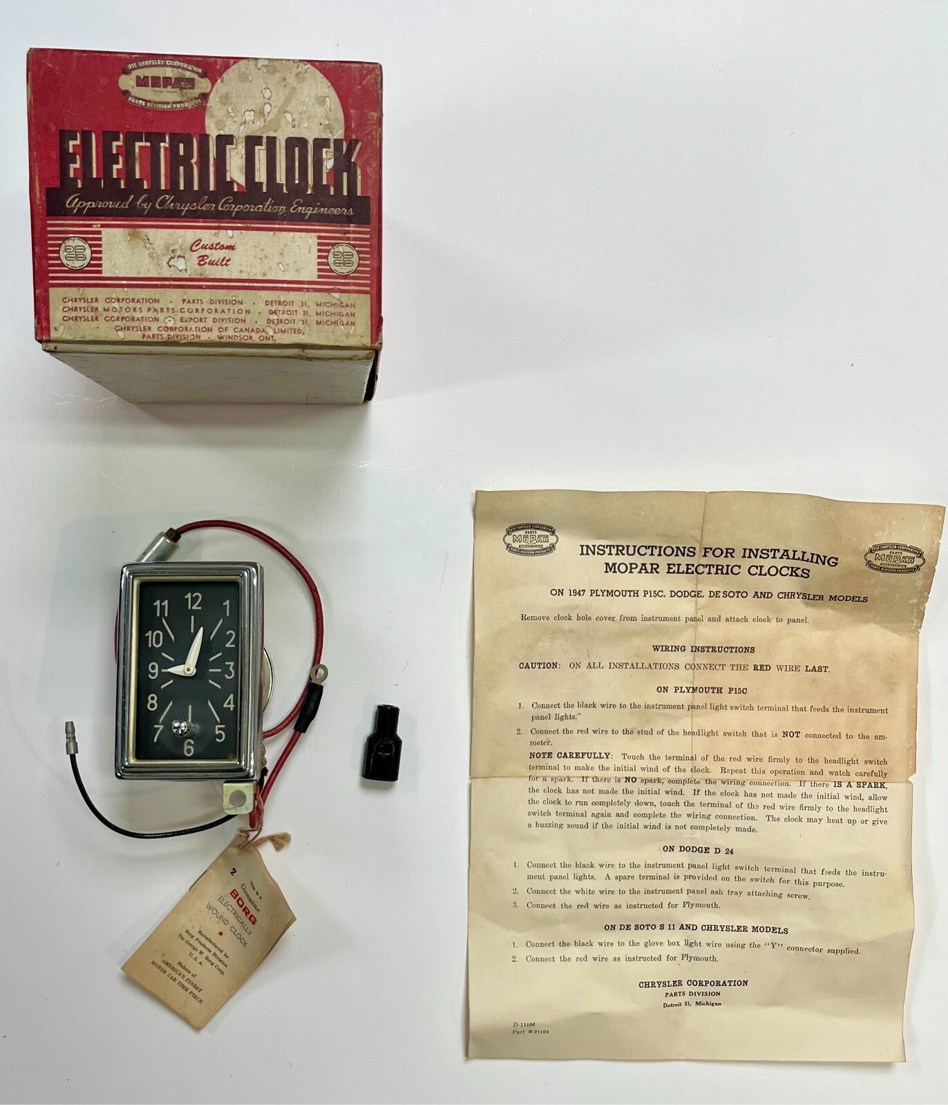 New Old Stock Electric Clock for 1946-48 DeSoto Models