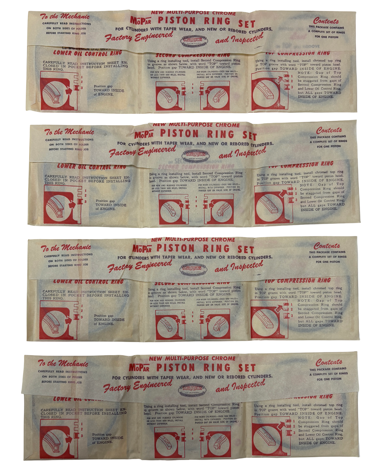 New Old Stock Piston Rings for 1952-56 Dodge/DeSoto/Plymouth 8 Cyl #1653383