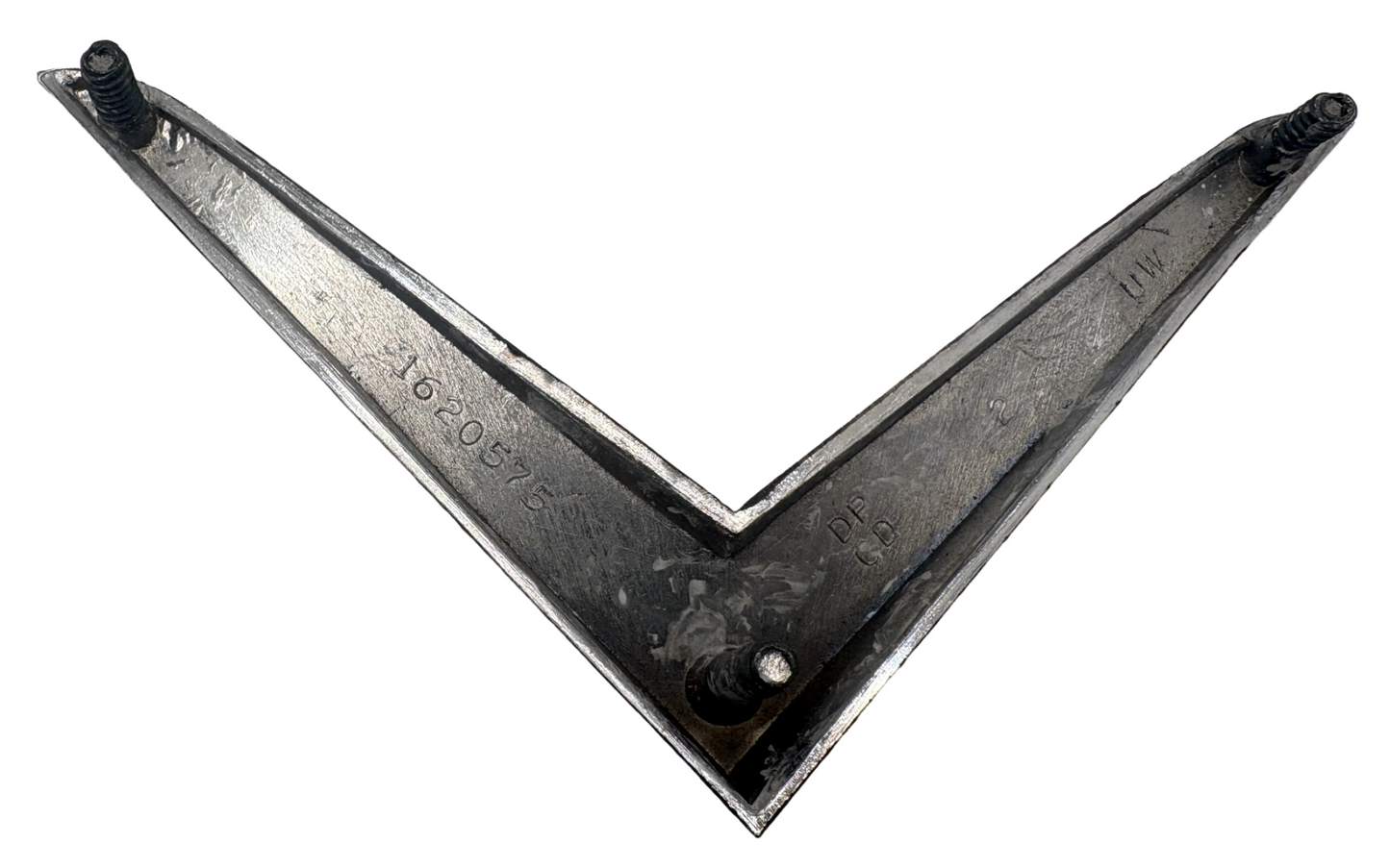 New Old Stock Chrome Quarter Panel V Emblem For 1955 Chrysler Windsor #1620575