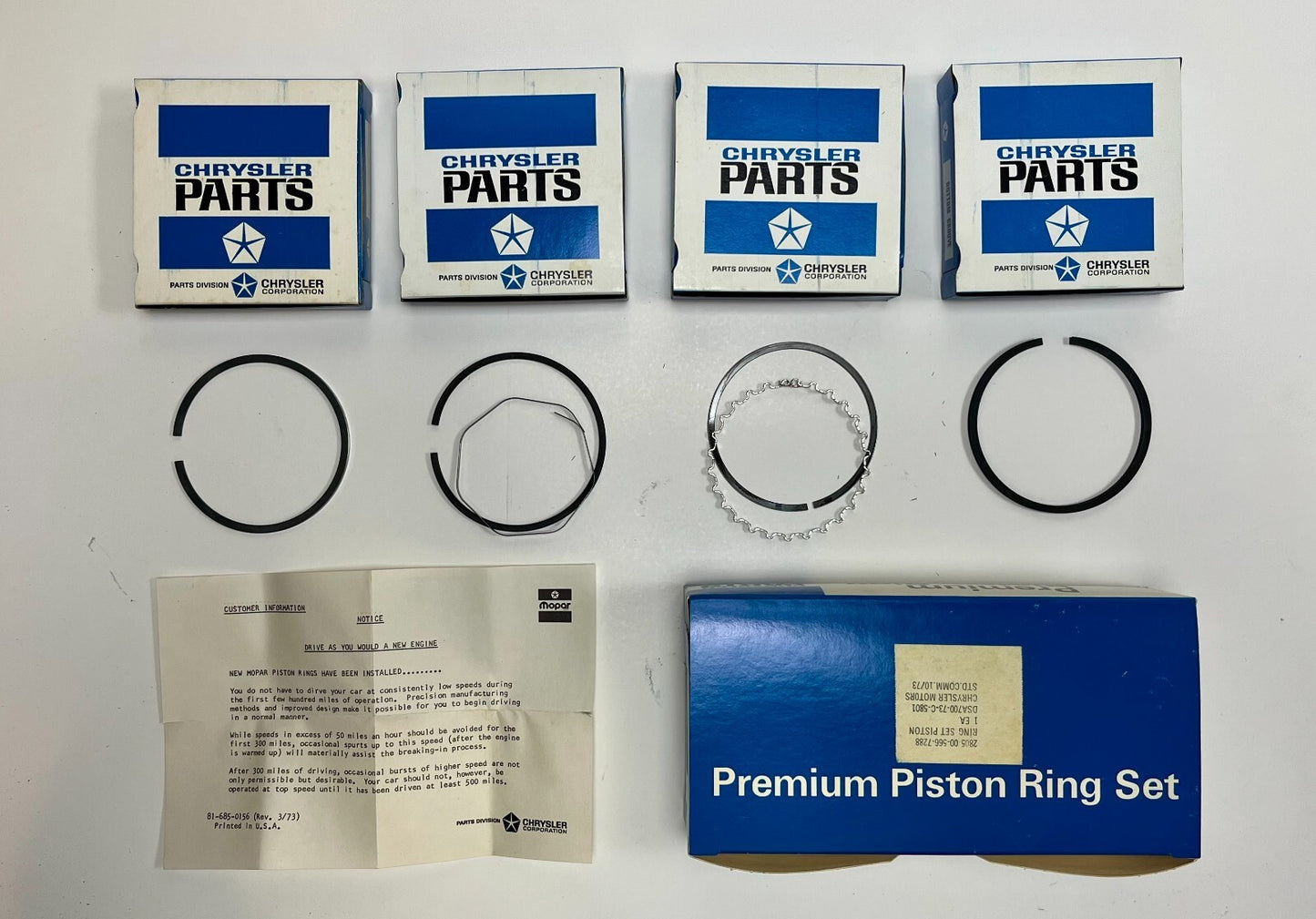 New Old Stock Premium Piston Ring Set for 1942-59 6 Cylinders Mopar #1653371
