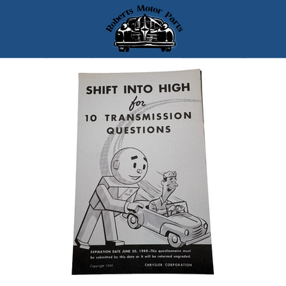 Original Ross Roy Transmission Questionnaire 1949 Vol 2 No 6