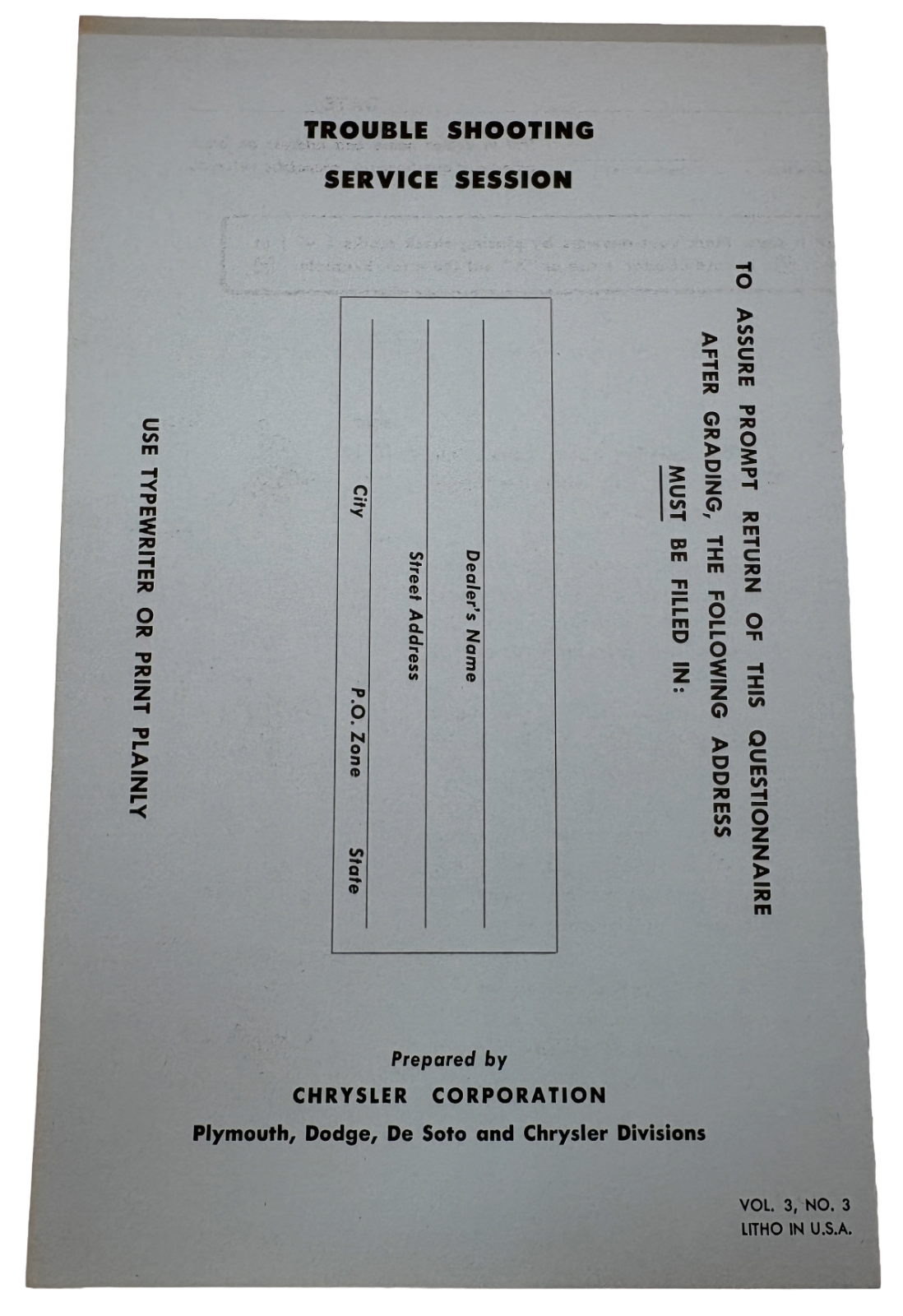 Original Ross Roy Valve Know How Questionnaire 1950 Vol 3 No 3