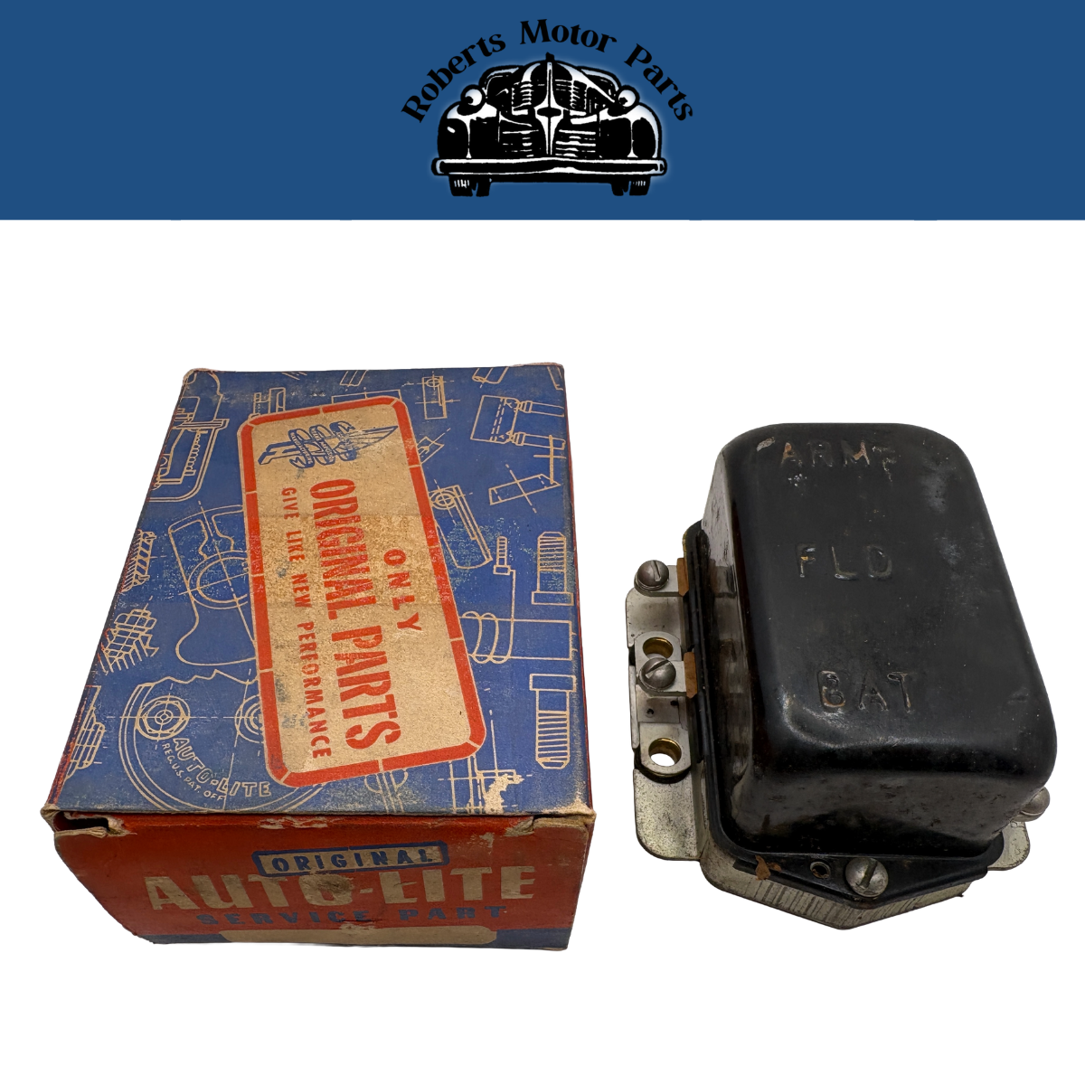 New Old Stock Auto-Lite Voltage Regulator 1941-1949 6V 45-57 Amp #VBE-6101-A