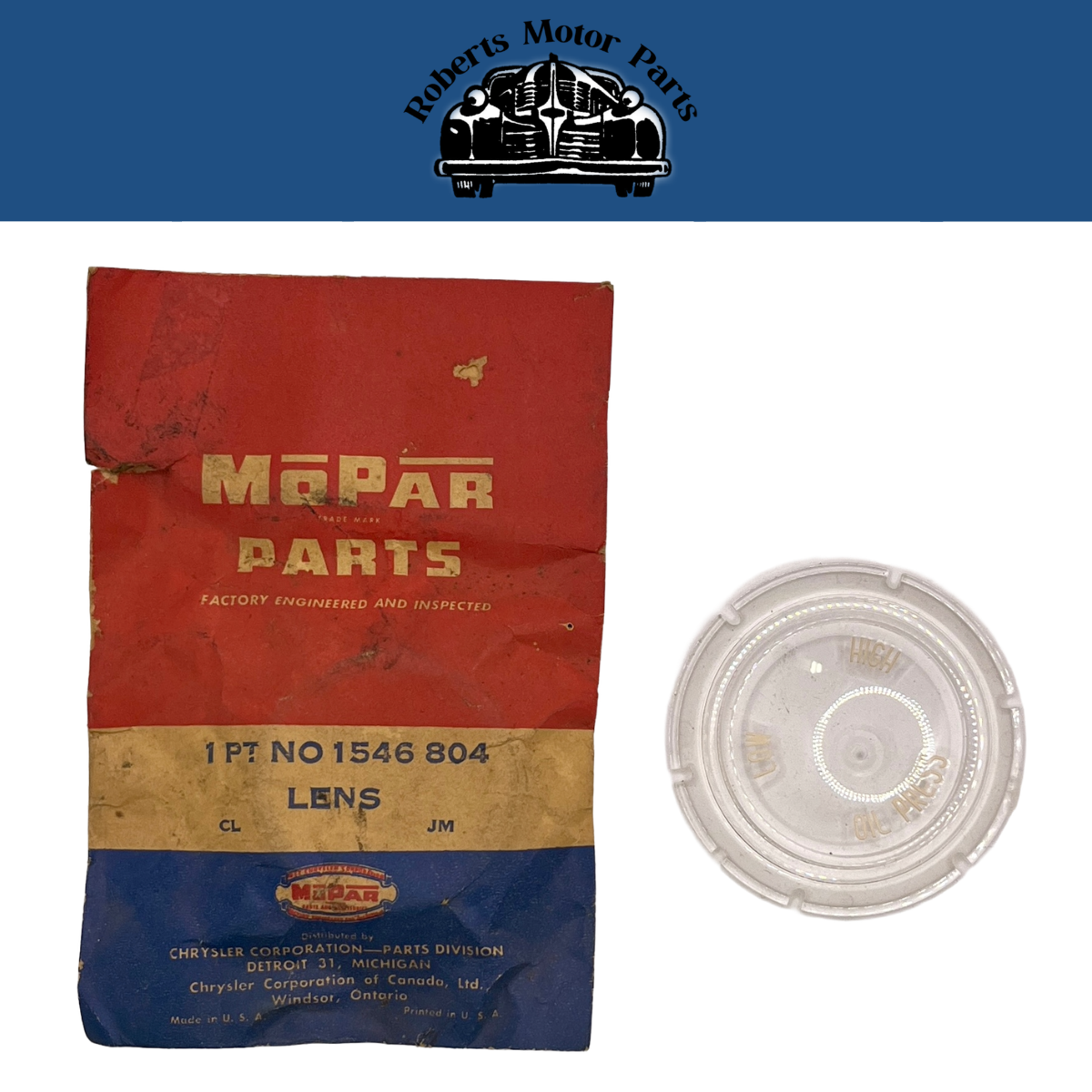 New Old Stock Oil Gauge Lens For All 1954 DeSoto Models Mopar #1546804