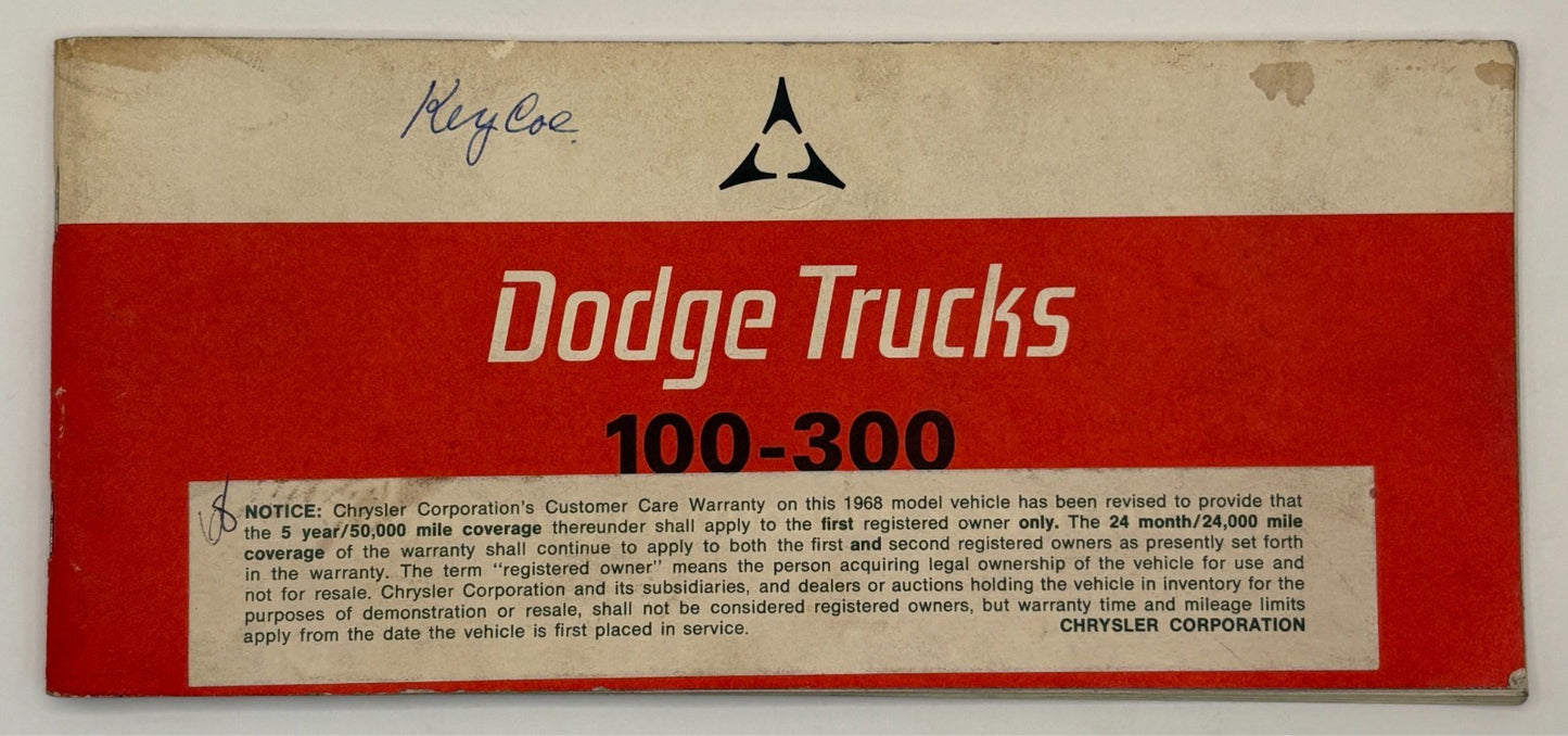 Original 1968 Dodge Trucks Operator's Manual #81-370-8355