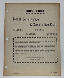 Original Dodge Truck Model, Serial Number & Specification Chart #D-17250