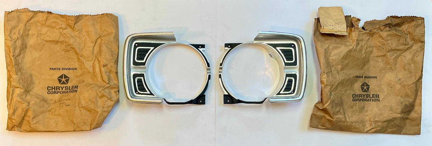 New Old Stock Headlight Bezels for 1969 Dodge Dart Models #2898252 & #2898253