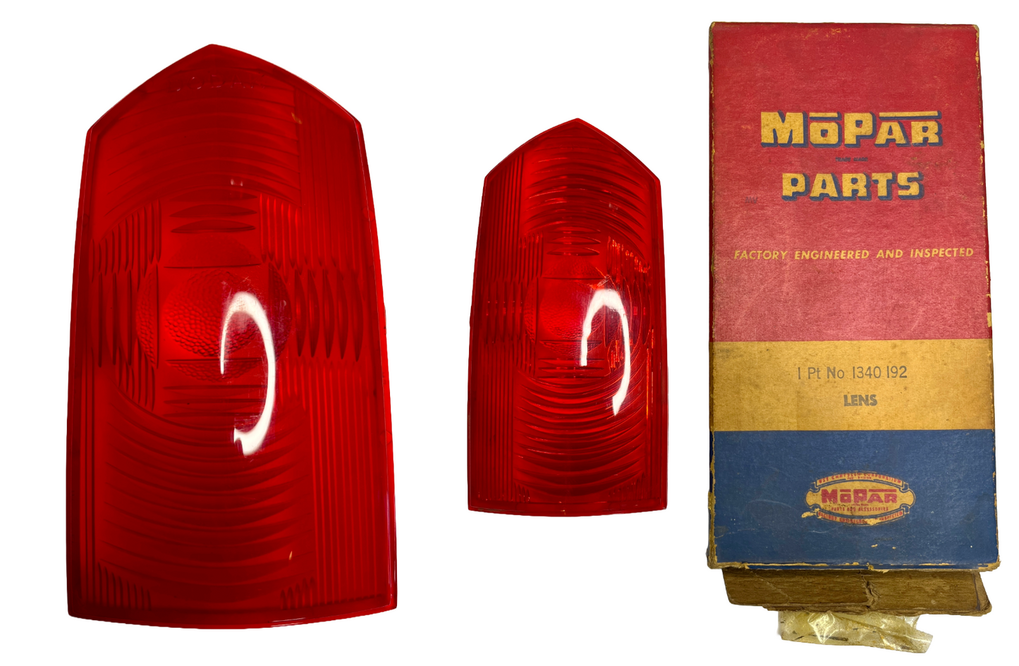 New Old Stock Tail Light Lenses 1950–51 Dodge Wayfarer 2 Door #1340191 & 1340192