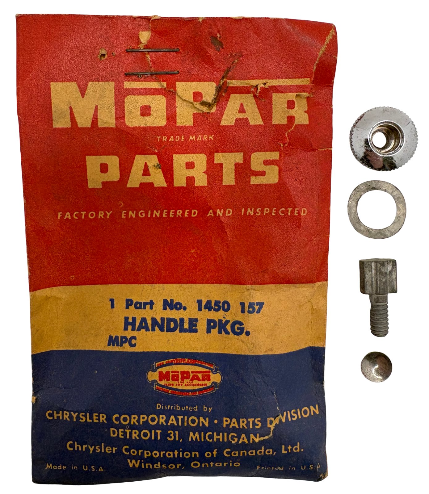 New Old Stock Vent Wing Handle Repair Package for 1949-53 DPCD Models #1450157