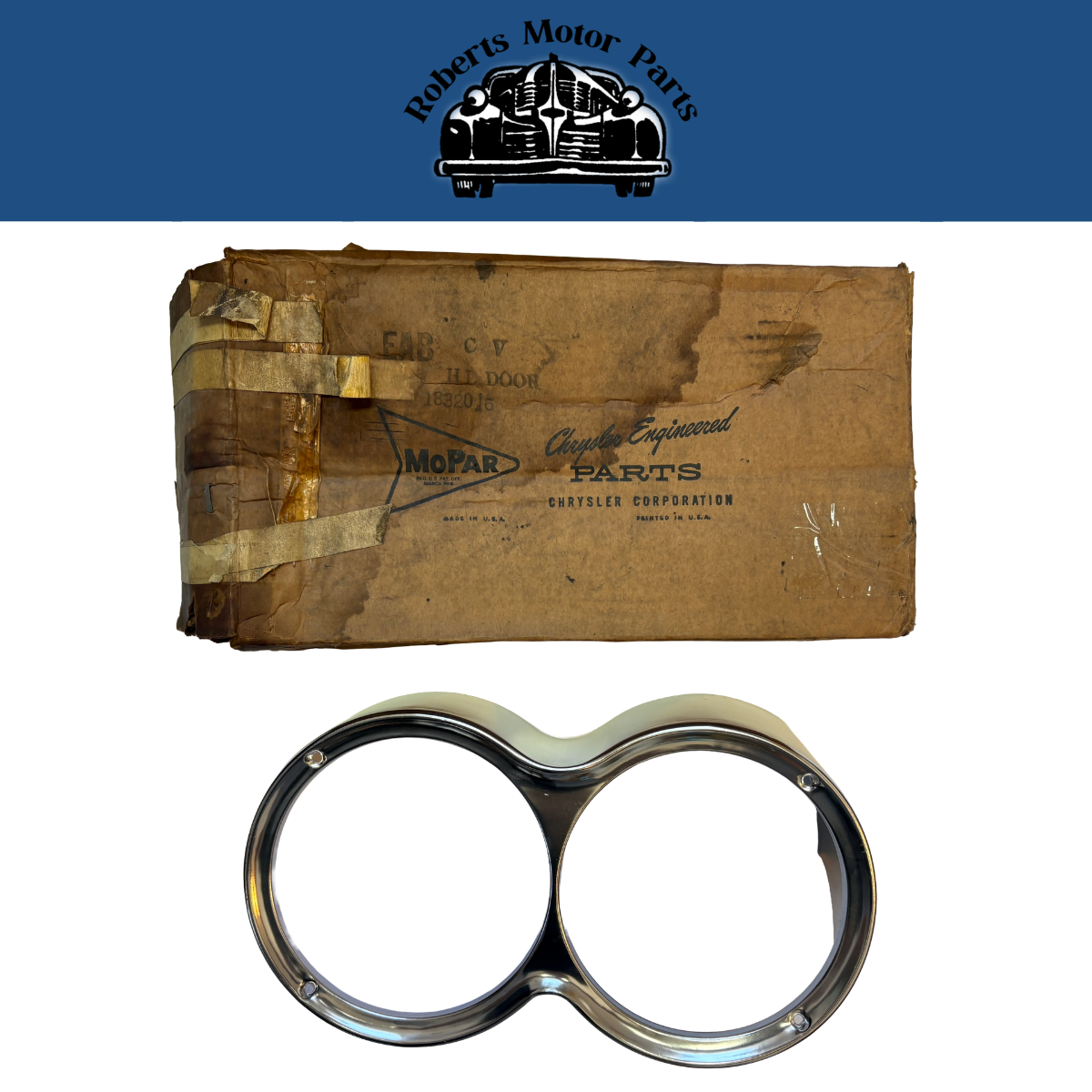 New Old Stock Right Dual Headlamp Bezel Door For 1958 Plymouth Models #1832016