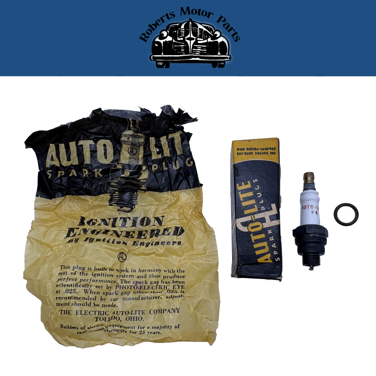 New Old Stock Auto-Lite Spark Plug 10mm Packard 1937-1950 P-4
