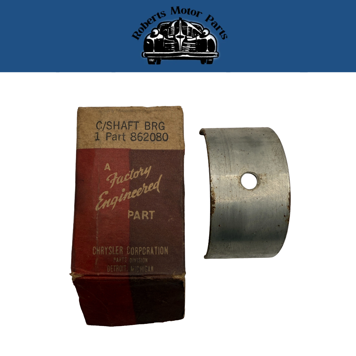 New Old Stock Mopar #1 Main Bearing Half Std. 1932-1942 Plymouth 6 Cyl #862080