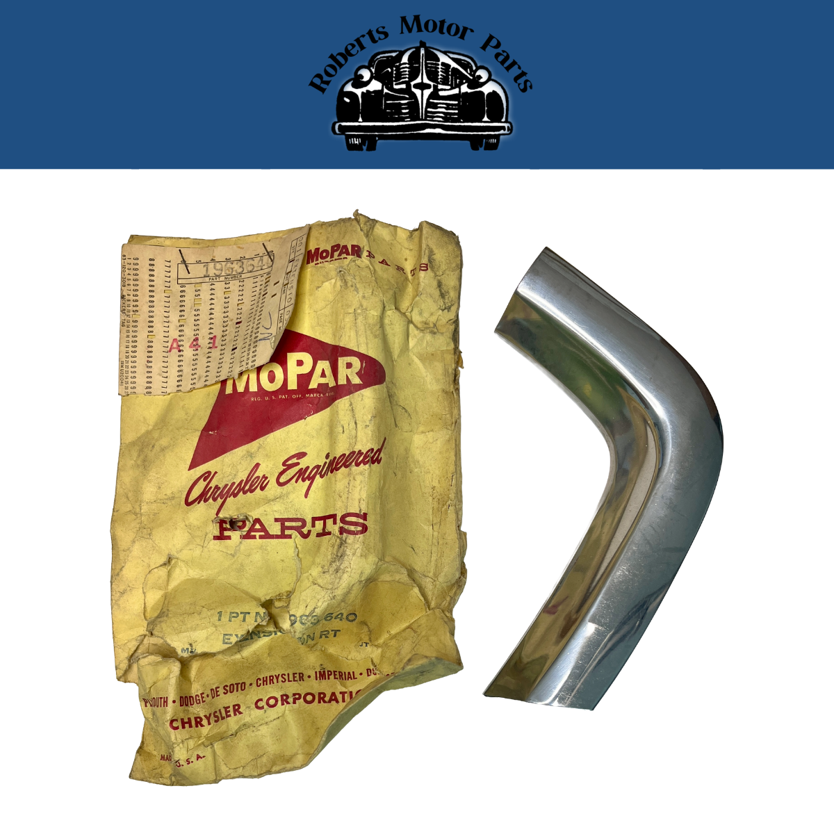 New Old Stock Right Rear Roof Side Rail Moulding Extension 1960 Mopar #1963640