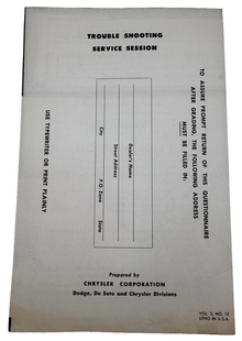 Original Ross Roy Transmission Questionnaire 1949 Vol 2 No 12