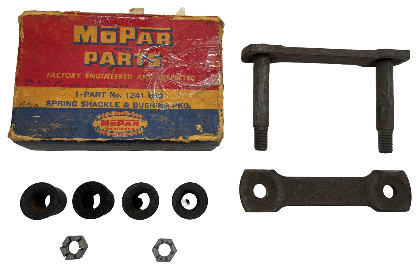 New Old Stock Rear Spring Shackle Package for 1935-40 DPCD Models #1241693
