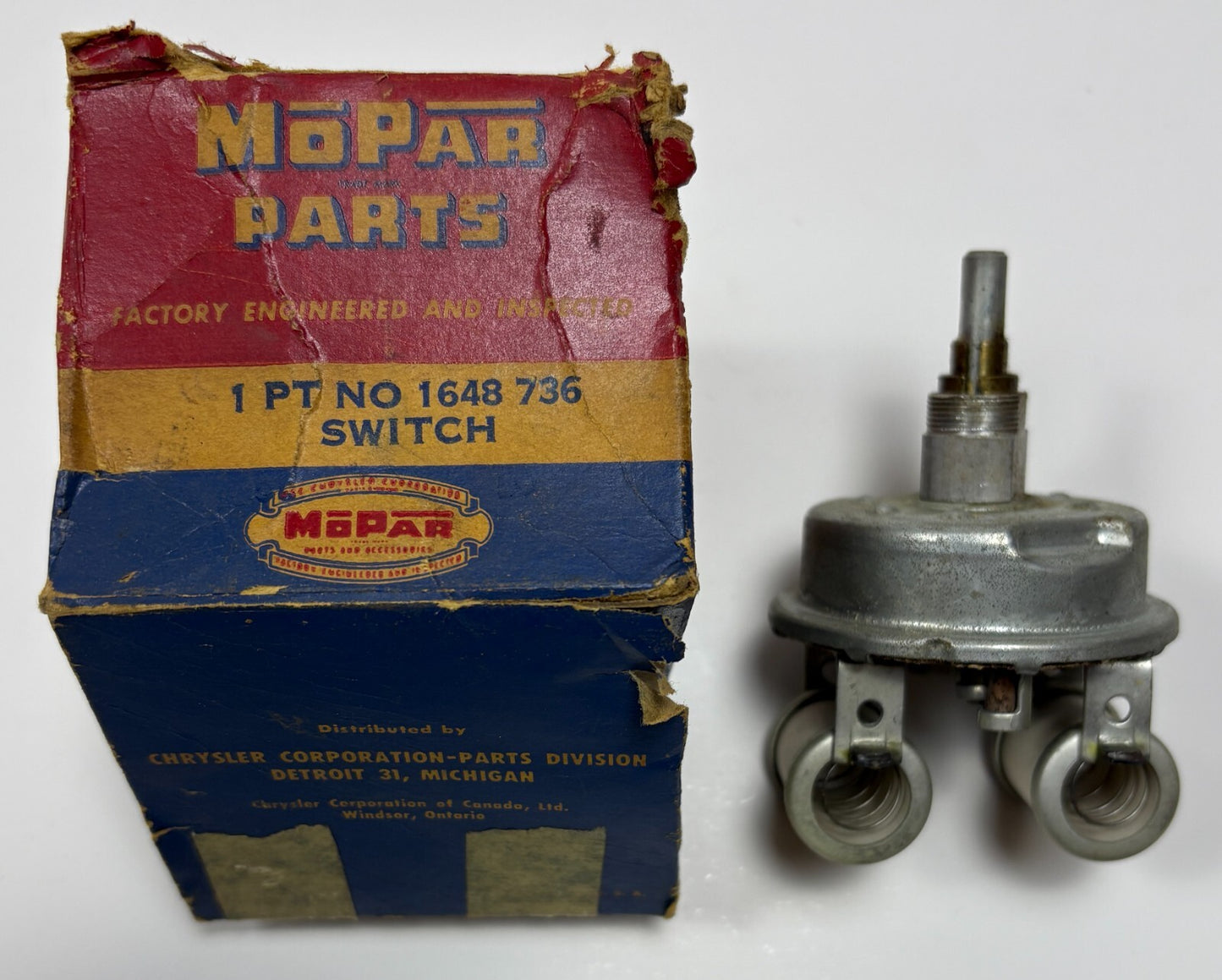 New Old Stock Heater Switch for Some 1956 Plymouth Models Mopar #1648736