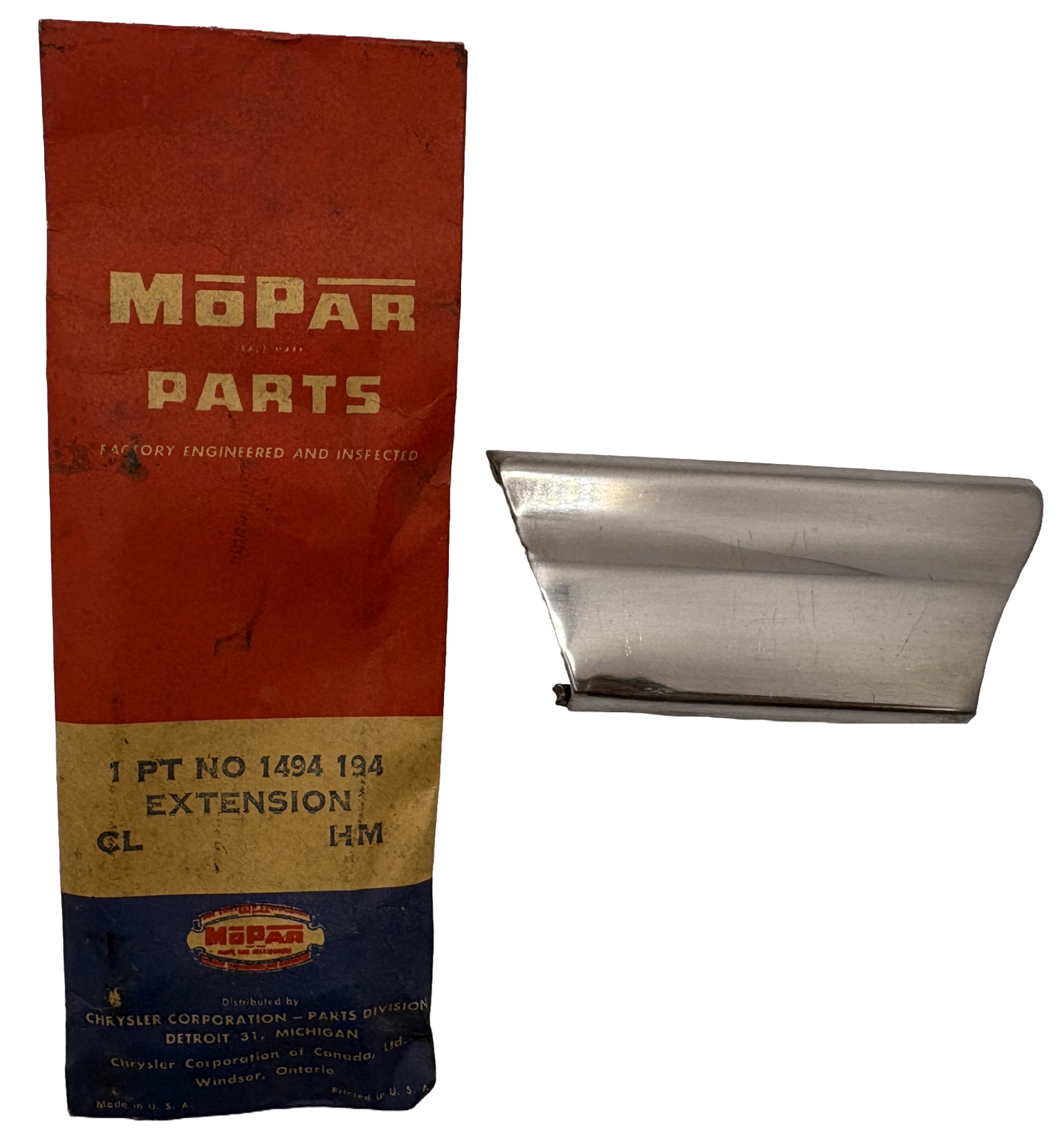 New Old Stock LH Lower Grille Extension Molding 1953 Plymouth Models #1494194