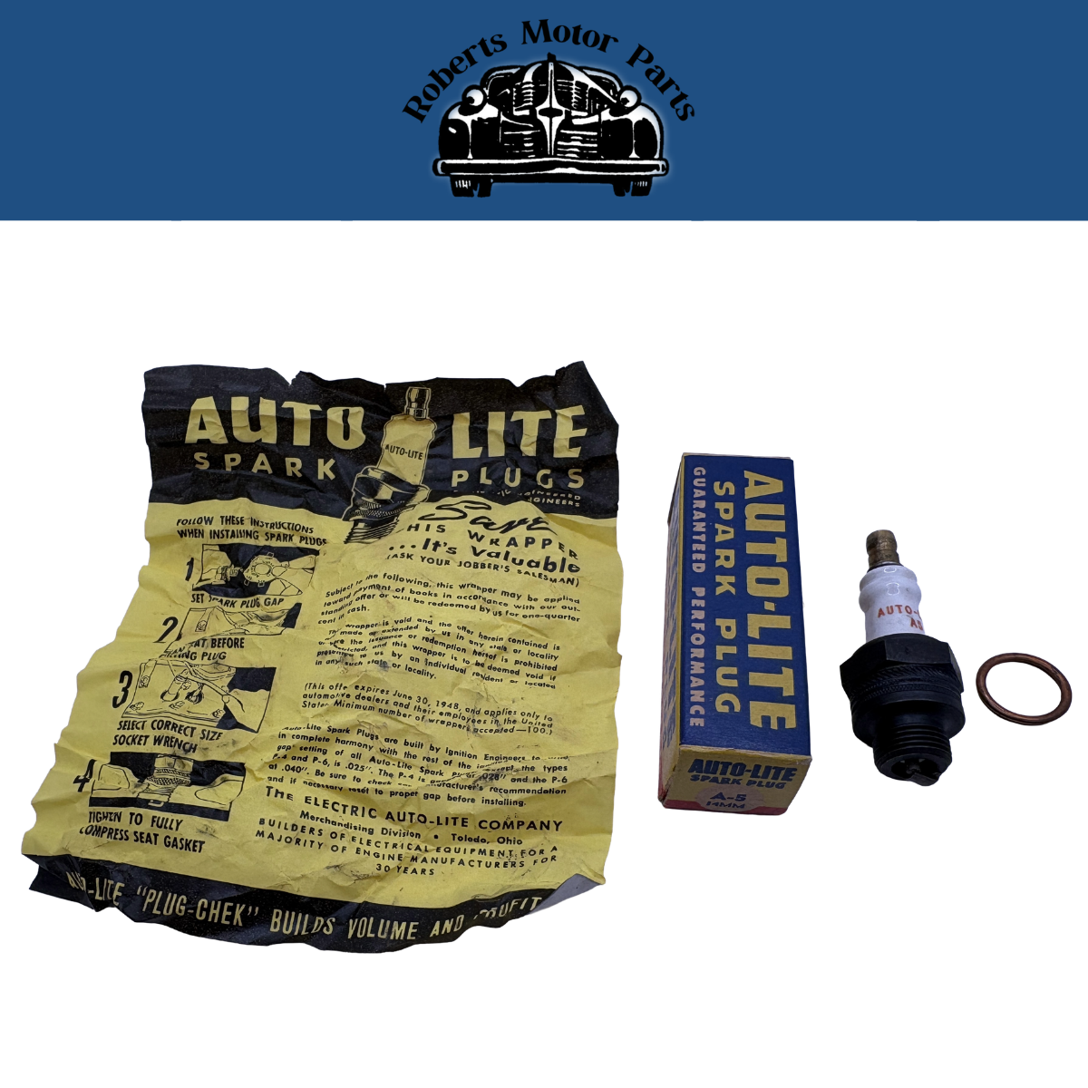 New Old Stock Auto-Lite Spark Plug A-5 14mm Mopar