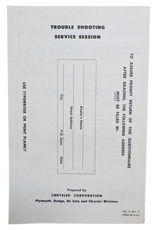 Original Ross Roy Ignition System Know How Questionnaire 1951 Vol 3 No 12