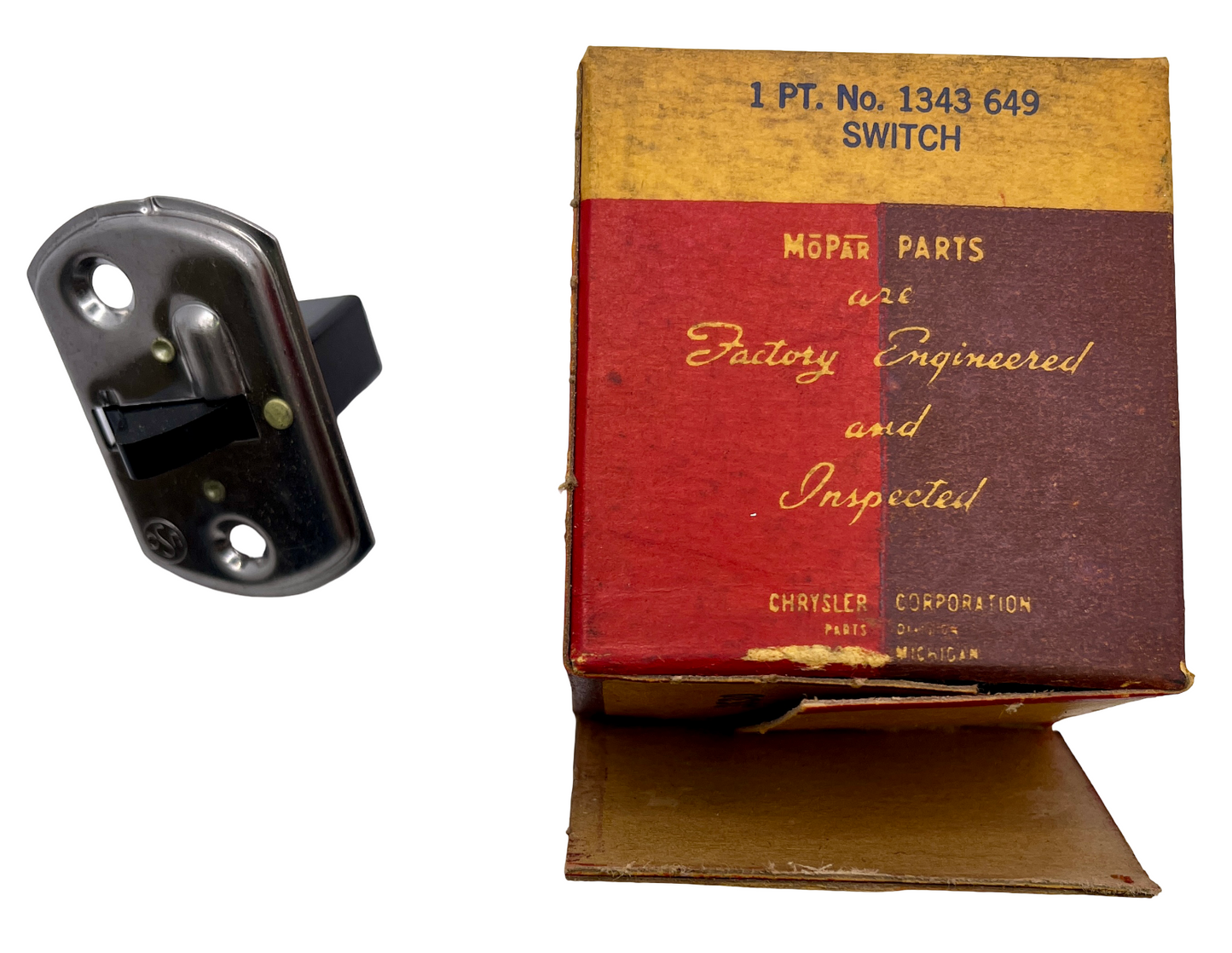 New Old Stock Right Auto Door Lamp Switch for 1950-53 Mopar Models #1343649