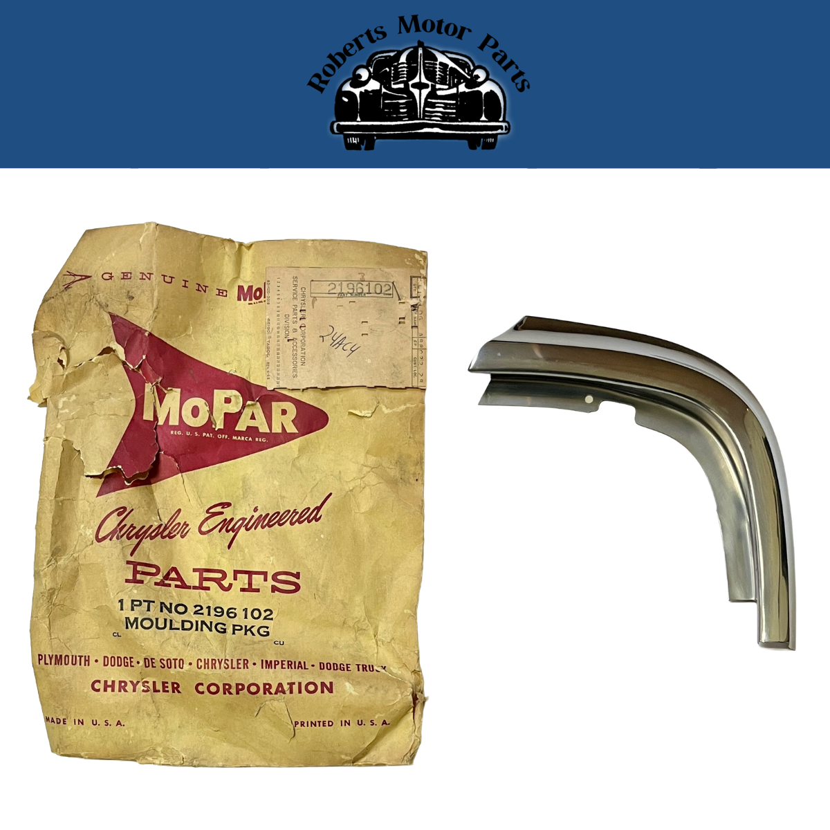 New Old Stock Right Outside Moulding for 1961 Plymouth Fury Models #2196102