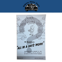 Original Ross Roy All In A Days Work Questionnaire 1951 Vol 3 No 10