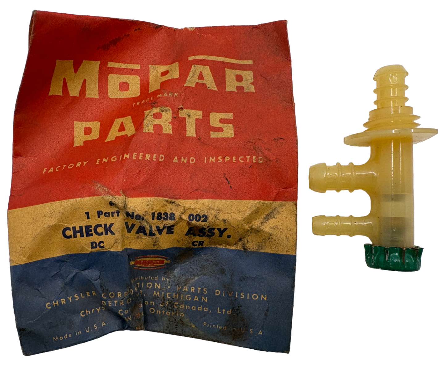 New Old Stock Windshield Washer Pump Check Valve for 1953-63 Mopar #1838002