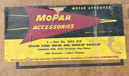 New Old Stock Rocker Panel Repair & Dressup Pkg for 1959 Models Mopar #2421412