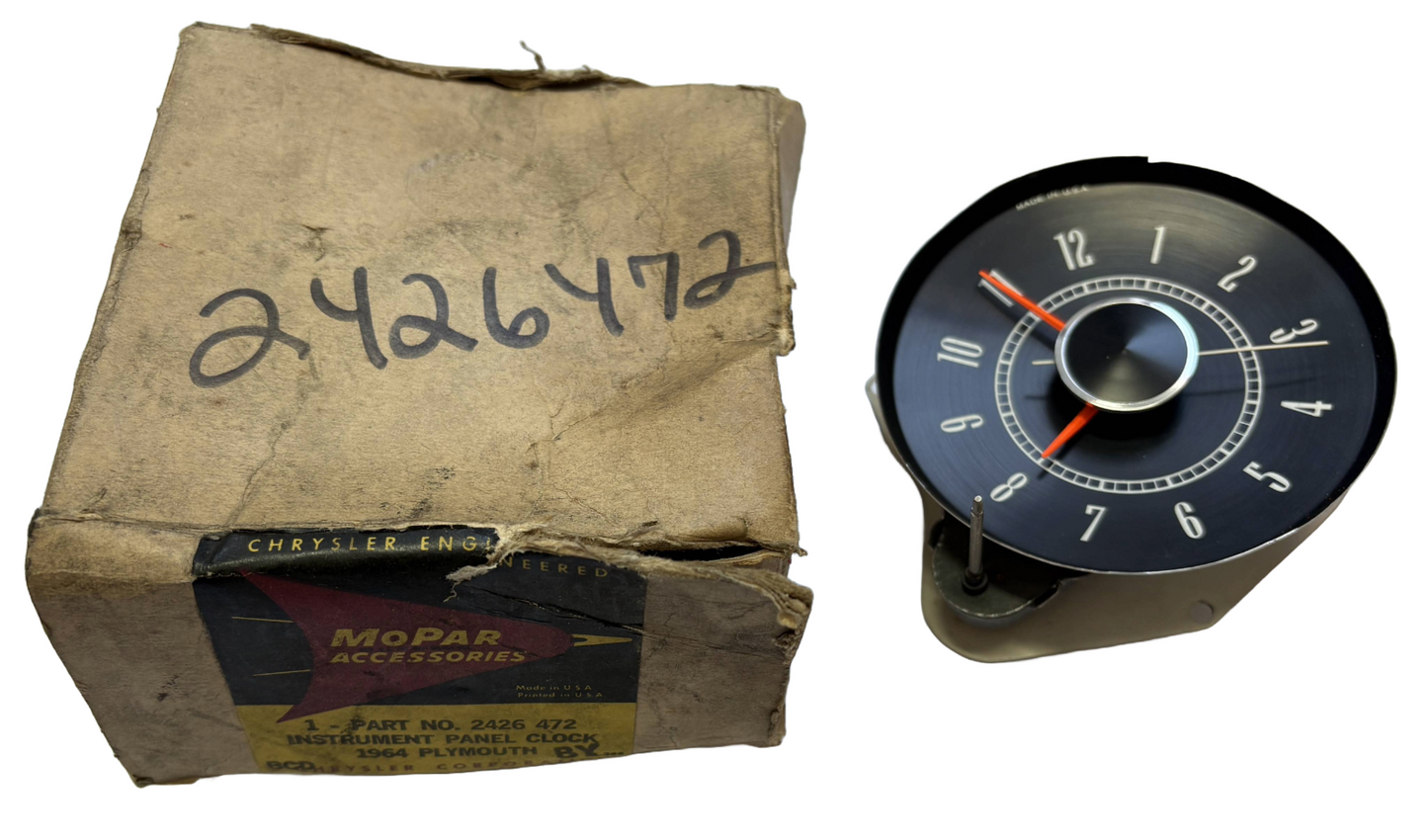 New Old Stock Instrument Panel Clock for 1964 Plymouth Models Mopar #2426472