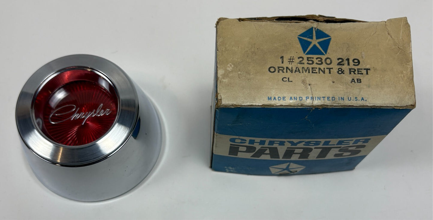 New Old Stock Horn Ornament & Retainer for 1954 Chrysler Models Mopar #2530219